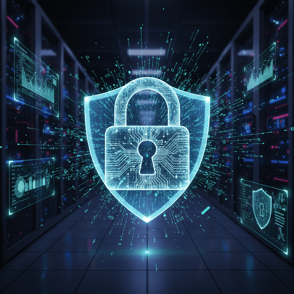 Digital security lock and data protection technology visualization